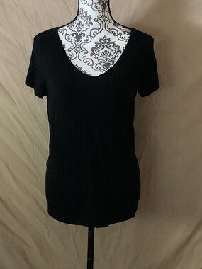 Merona Black Short Sleeve Scoop Neck Tee